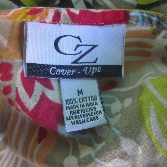 CZ Cotton Cover Up Dress Size M Floral Lightweight Summer Beach Dress - Picture 2 of 11
